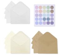 GHPKOTW Pack of 15 Mini Envelopes with 25 Colourful Stickers Envelopes for Gift Cards Wedding Christmas and DIY 3 Colours (100 x 70 mm)