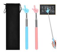 GHPKOTW Pack of 2 Extendable Pointing Stick + 1 Velvet Storage Bag, Teacher Accessories, Teaching Accessories, Telescopic Pointer, Finger Pointing Stick, Extendable Hand Pointer for Classroom, Primary