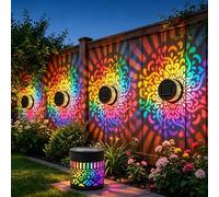 GHRATSA Solar Mandala Wall Lights, Mandala Solar Lights, Color Changing Decorative Projection Lamp, Ip65 Waterproof, Perfect for Courtyard, Garden and Patio (1 PC)