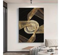 ghriwlax Exquisite Wall Art Mural, Black And Gold Lines Decorative Painting, Suitable for Room Decoration Make The Room Layout More Coordinated(20x30cm/No frame)