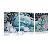 ghriwlax modern abstract painting3pcs Serene Buddha Canvas Wall Art Set Print Modern Poster for Bedroom Home Decor(40x60cmx3/No frame)
