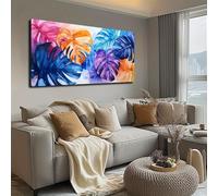 ghriwlax Modern Abstract Tropical Leaf Wall Art - Around Canvas Painting, Vibrant Colorful Abstract, Leaf for Indoor Decoration(80x160cm/No frame)