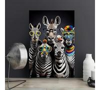 ghriwlax Modern Art Mural, Rainbow Zebra Canvas Art, modern art abstract painting, Suitable for Living, and Bedroom(50x70cm/No frame)