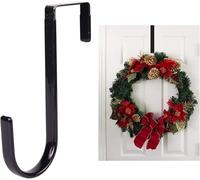 Ghrnun Black Metal Wreath Hanger, Over The Door Single Hook, 5 Inch for Fall Christmas Halloween Front Door Decorations