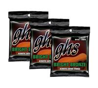 GHS Strings - Bright Bronze Acoustic Guitar Strings - Light Gauge 12-54 (BB30L Set) - 80/20 Bronze Copper-Zinc Alloy, Bright Tone, Extra Clarity, Long-Lasting Guitar Strings - Pack of 3
