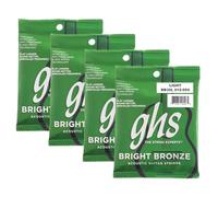 GHS Strings - Bright Bronze Acoustic Guitar Strings - Light Gauge 12-54 (BB30L Set) - 80/20 Bronze Copper-Zinc Alloy, Bright Tone, Extra Clarity, Long-Lasting Guitar Strings - Pack of 4