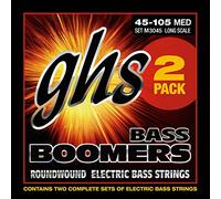GHS Strings M3045-2, 4-String Bass Boomers, Nickel-Plated Electric Bass Strings, Long Scale, Medium, 2 Pack (.045-.105)