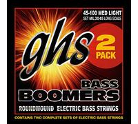 GHS Strings ML3045-2, 4 String Bass Boomers, Nickel-Plated Electric Bass Strings, Medium Light, 2 Pack (.045-.100)