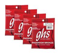 GHS Strings - Phosphor Bronze Acoustic Guitar Strings - Warm, Rich Tone, Balanced & Long-Lasting - For Acoustic, Fingerstyle, Strumming, Country, Rock, S315 Set (XL) Extra Light Gauge 11-50, 4 PACK