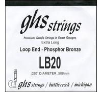 GHS™ Strings Phosphor Bronze Single String 020 Wound Loop End Banjo Single String for Banjo Phosphor Bronze Loop End Thickness: 020