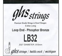 GHS™ Strings Phosphor Bronze Single String 032 Wound Loop End Banjo Single String for Banjo Phosphor Bronze Loop End Thickness: 032