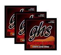 GHS Strings S325 Phosphor Bronze Acoustic Guitar Strings, Light (12-54), Pack of 3