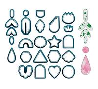 Ghshanog 24Pcs Polymer Clay Cutters Kit,Various Shapes Clay Cutter Tools Set,Plastic Clays Earring Making Kit Handmade Earrings Cutter Molds for Jewelry Artists Craft Enthusiasts(Blue)