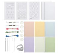 Ghshanog 27Pcs Sashiko Stencil Kit,Sashiko Water Soluble Template Kit for Beginners,Include Sashiko Thread, Needles Template and Fabric,Thimble Sewing Set for Embroidery Lovers(Style 2)