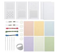 Ghshanog 27Pcs Sashiko Stencil Kit,Sashiko Water Soluble Template Kit for Beginners,Include Sashiko Thread, Needles Template and Fabric,Thimble Sewing Set for Embroidery Lovers(Style 1)