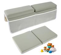 Ghshanog 2Pcs Baby Bath Kneeler and Elbow Rest Pad Set,Bath Kneeling Pad Baby with 4 Organizer Pockets,Comfortable Foam Bath Kneeling Pad, Non-Slip Bath Tub Elbow Cushion for Toddler Kids (Grey)