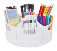 Ghshanog 360° Rotating Desk Organiser,Stationary Storage Holder with 7 Removable Compartments,Plastic Pen Pencil Holder,10inch Marker Organiser School Supplies Caddy for Home Office School Vanity