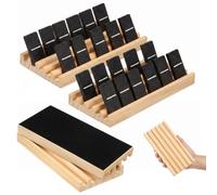 Ghshanog 4 Pack Wooden Domino Racks Set, 20cm Pine Tile Holder Trays | Anti Slip Game Stand, Slanted Slot Support for Mexican Train, Solid Wood Keeps Tiles Upright Orderly Family Game Night