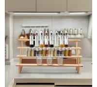 Ghshanog 4 Tier Spice Rack,Wooden Seasoning Organiser for Cabinet, Counter,Tiered Step Organizer Shelf for Condiment,Syrup,Liquor,Medicine,Perfume for Kitchen, Pantry,Bathroom,Bar(4 Tier)
