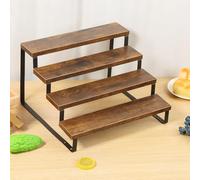 Ghshanog 4 Tier Wooden Display Stand,Retail Display Riser,Tiered Perfume Organizer Stand,Rustic Spice Rack Cupcake Riser,Multifunction Shelf for Cosmetics, Craft,Figure,Jewelry,Collections(4-Tier)