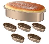 Ghshanog 6Pcs Oval Cake Pan,9'' Carbon Steel Baking Dish Non-Stick Cheese Cake Pan,Leak Proof Ellipse Cheesecake Molds,Cakes Mold Meatloaf Breads Mold for Oven and Pot Baking