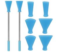 Ghshanog 8Pcs Stainless Steel Straw Blow Nozzles Set,Fluid Art Blowing Tool Set with 4 Size Nozzles and Plastic Mouthpieces,Accessories Tool for Fluid Art Bloom and Dutch Pouring(Blue)