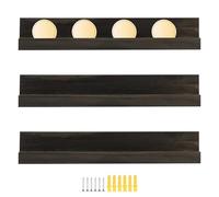 Ghshanog Challenge Coin Holder Wall Mount,3 Pack Wooden Coin Rack Display Shelf, Single Row Army Coin Stand for Coin Collection, Coin Holder and Casino Chip Display Shelf