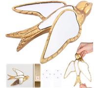 Ghshanog Decorative Insects Mirrors,Resin Insect Themed Wall Mirror, Gold Glass Wall Decor, Creative Home Decoration for Bedroom Tabletop Balcony Corridor Victorian and European Themed Homes(Swallow)
