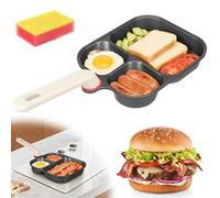 Ghshanog Egg Frying Pan,3-in-1 Divided Frying Pan,Non-Stick Omelet Skillet with Heat-Resistant Handle,Multi-Purpose Breakfast Cookware,18x22cm Induction Omelette Skillet for All Hobs, Gas & Electric