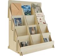 Ghshanog Greeting Card Display Stands,4 Tier Wood Sticker Display Racks,Multi-Purpose Counter Retail Display Rack,12 Compartments Brochure Holder Stand for Birthday Card, Bookmarks, Postcard,Photos