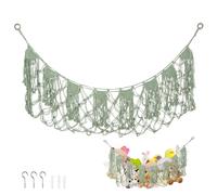 Ghshanog Hammock Toy Net for Stuffed Animals,Boho Storage,Hanging Soft Toy Net Space Saving Toys Organizer,Nursery Hanging Organizer Stuffed Animals Holder for Hats Toys Dolls(Green)