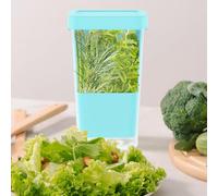 Ghshanog Herb Keeper for Refrigerator,Fresh Cut Herb Saver, Clear Storage Container for Cilantro Parsley Thyme Mint Asparagus,13x10.5x23CM Preserver Keeps Cilantro Greens Fresh for 2-3 Weeks(Blue)