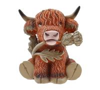 Ghshanog Highland Cow Statues,10.5x9x9.3CM Highland Thistle Cow Figurine,Highland Cows Resin Figurines,Highland Cow Ornaments for Patio, Balcony, Indoor Home Decoration