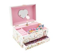 Ghshanog Musical Jewellery Box for Girls,Kids Music Box with Ballerina/Unicorn, 2 Layer Musical Jewelry Organizer Present for Girls Childrens Christmas Birthday New Year(White)