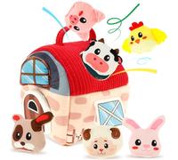 Ghshanog Plush Farm Animal Set,Farm Playset for 0-12 Months, Soft Barn Farm Toys with 6 Stuffed Animals for Toddlers,Baby Sensory Toys Pretend Play Set for Birthday Christmas Easter Basket Stuffers