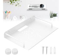 Ghshanog Projector Shelf,Router Wall Mount Floating Shelf,Aluminum Alloy Projector Mount Rack Holder,33x21x4cm Camera Rack Wall Decor for Cable Boxes/Games Console/DVR/TV Accessories