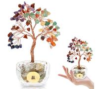 Ghshanog Quartz Crystal Tree,Healing Crystal Tree Life for Home Office Living Room Decor,Handmade Gemstone Trees Ornaments for Money Positive Energy Good Luck Gifts Women Birthday(Colourful)