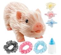 Ghshanog Silicone Pig Doll Toy, 13cm Mini Soft Piglet Doll,Cute Reborn Animal with Accessories, Lifelike Body Pig Simulation Body Piggy Toys for Kids Boys Girls Home Décor (Style 2)