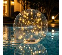 Ghshanog Solar Floating Pool Lights, IP68 Waterproof Inflatable Pond Light, 33cm Hangable Ball Lamp, Steady On Light Up Ball for Swimming Pool, Pond, Wedding, Party, Garden, House Decor(Warm White)