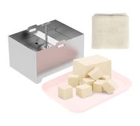 Ghshanog Tofu Press,304 Stainless Steel Cheese Press,Adjustable Paneer Maker with Drain Hole and Drip Tray,16x12x9 CM Paneer Making Mold for Homemade Firm Tofu Cheese