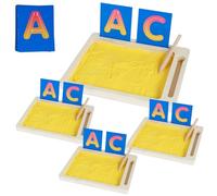 Ghshanog Wooden Sand Tray,Montessori Sand Writing Tablet, Writing and Drawing Board Toy, Educational Toys Gift for 3-6 Years Old Boys Girls Toddlers Christmas Birthday Presents (4 Pack)