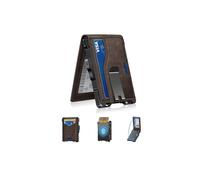 GHUKY Wallet for Men, Minimalist Slim Mens Wallet with Money Clip, RFID Blocking Smart Pop Up Card Wallet with ID Window, Compact Bifold Wallet,Metal Aluminum Credit Card Holder, Coffee, 4.33*3.23