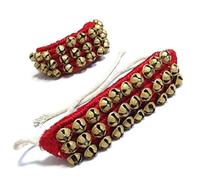 Ghungroo Bells for Indian Classical Dance - 1 to 4 Line Variants - Handmade Brass Bells on Cotton String - Ankle Bells for Kathak, Bharatanatyam, Odissi - for Kids & Adults (1 Pair) (3 Line)
