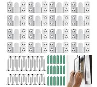 GHVACZS Pack of 16 Flush-Mounted Concealed Brackets, Stainless Steel Picture Frame Hangers, Interlocking Furniture Connector Hooks, Picture Hangers with Screws for Picture Frames, Mirrors, Cabinets