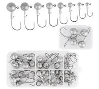 GHVACZS Pack of 50 Fishing Hooks, 8 Models Jig Heads, Fishing Hook Set with Removable Storage Box with Ten Compartments, Suitable for Rubber Fish