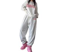 Ghvryque American Style Women's 2 Piece Outfits Sweatsuits Sets Loose Fit Sweatshirt Spring Autumn Trendy Long Sleeve Tracksuits-thick||x_l