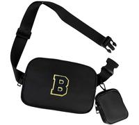 GhvyenntteS Birthday Gifts for 4 5 6 7 8 9 10 11 12 13 14 15 Year Old Girls, Initial Fanny Pack Belt Bag Purse for Girls Teens Daughter Sister, Personalized Trendy Stuff for Teen Girl Kids, Black, B