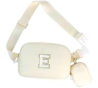 GhvyenntteS Birthday Gifts for 4 5 6 7 8 9 10 11 12 13 14 15 Year Old Girls, Initial Fanny Pack Belt Bag Purse for Girls Teens Daughter Sister, Personalized Trendy Stuff for Teen Girl Kids, Beige, E