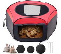 GHWMYD Brooder Box for Chick, Portable Baby Chicken Coop with Double Door and Zippered Cover, Small Animal Playpen Brooding Up to 15 Chicks, Ducklings, Waterproof Breathable Poultry Habitat Supplies