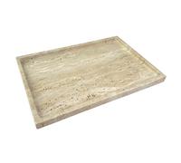 GHYFGD Beige Travertine Tray, 12" x 8" Stone Tray for Coffee Table